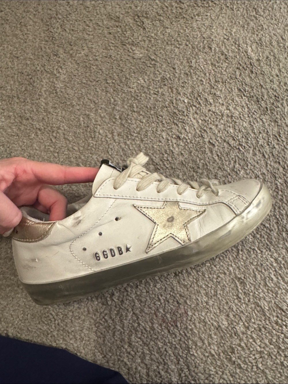 Golden Goose White Leather Sneakers with Metallic Gold Heel Tab